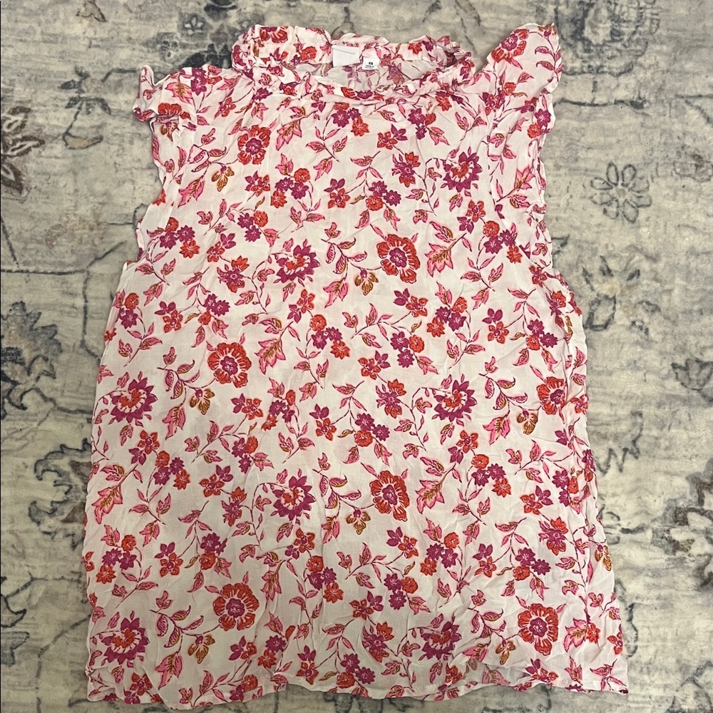 GAP Pink and Red Floral Blouse
